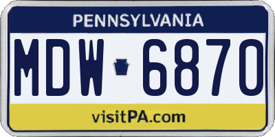PA license plate MDW6870