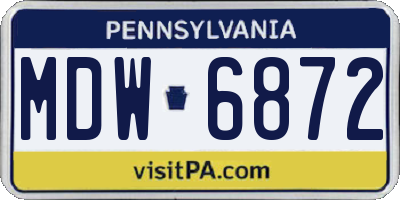 PA license plate MDW6872