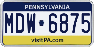 PA license plate MDW6875