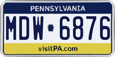 PA license plate MDW6876