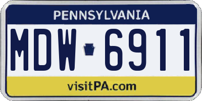 PA license plate MDW6911
