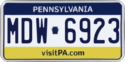 PA license plate MDW6923
