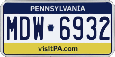 PA license plate MDW6932