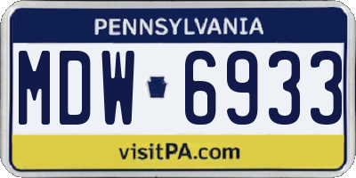 PA license plate MDW6933