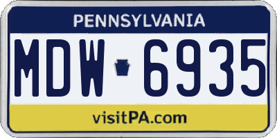 PA license plate MDW6935
