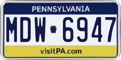 PA license plate MDW6947