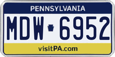 PA license plate MDW6952