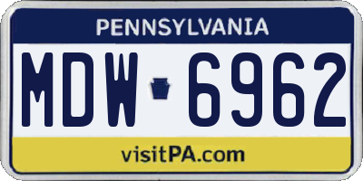 PA license plate MDW6962