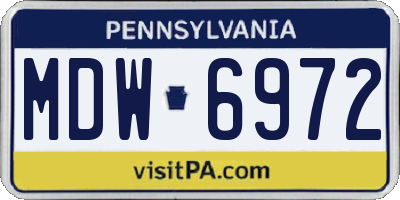 PA license plate MDW6972