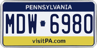 PA license plate MDW6980