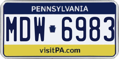 PA license plate MDW6983