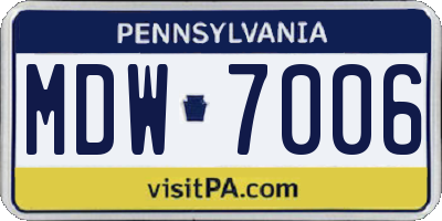 PA license plate MDW7006