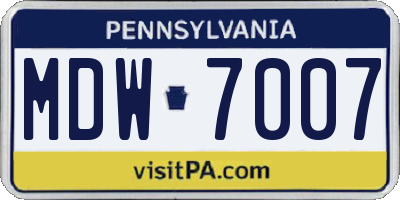PA license plate MDW7007