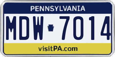 PA license plate MDW7014