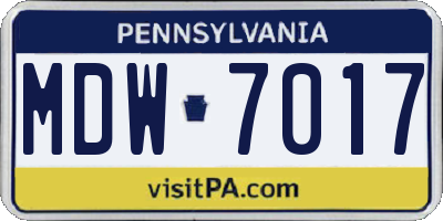 PA license plate MDW7017