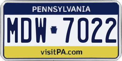 PA license plate MDW7022