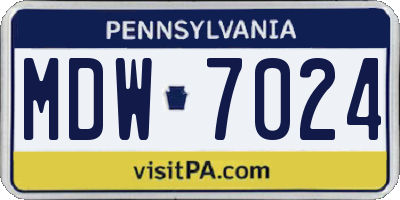 PA license plate MDW7024