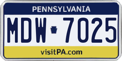 PA license plate MDW7025