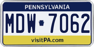 PA license plate MDW7062