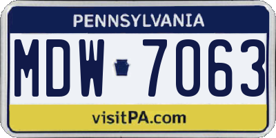 PA license plate MDW7063