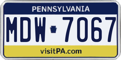 PA license plate MDW7067
