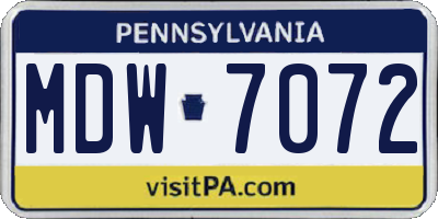 PA license plate MDW7072