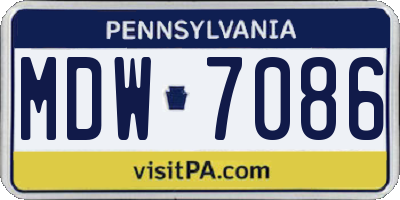 PA license plate MDW7086