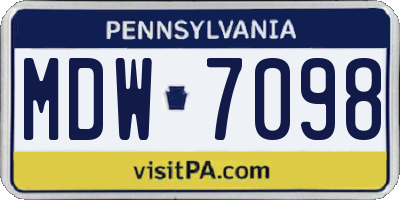 PA license plate MDW7098