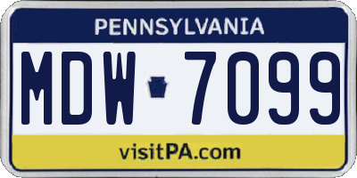PA license plate MDW7099
