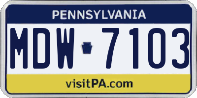 PA license plate MDW7103