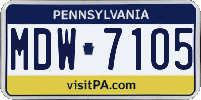 PA license plate MDW7105