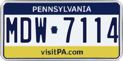 PA license plate MDW7114