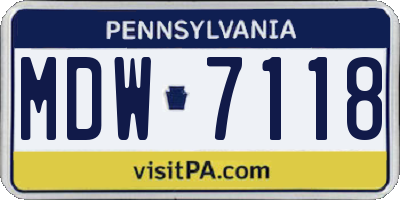 PA license plate MDW7118