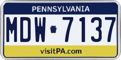 PA license plate MDW7137