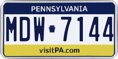 PA license plate MDW7144