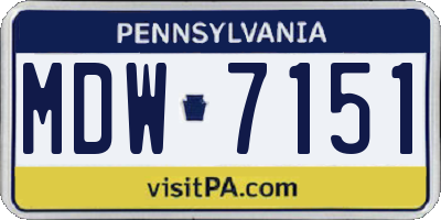 PA license plate MDW7151