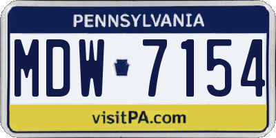PA license plate MDW7154