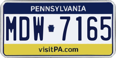 PA license plate MDW7165