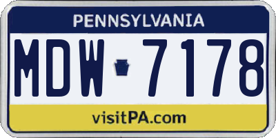PA license plate MDW7178