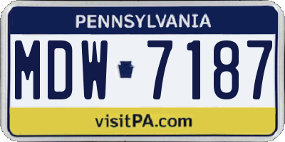 PA license plate MDW7187