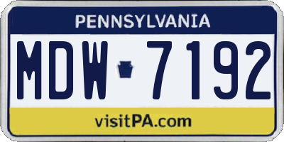 PA license plate MDW7192