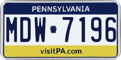 PA license plate MDW7196