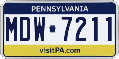 PA license plate MDW7211