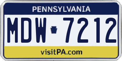 PA license plate MDW7212