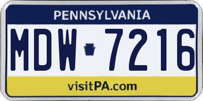 PA license plate MDW7216