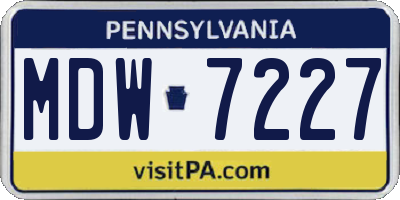 PA license plate MDW7227