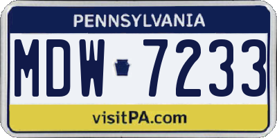 PA license plate MDW7233