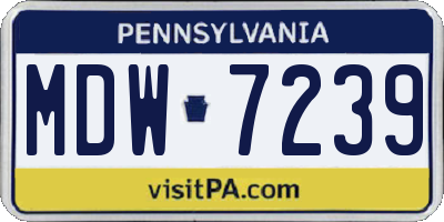 PA license plate MDW7239
