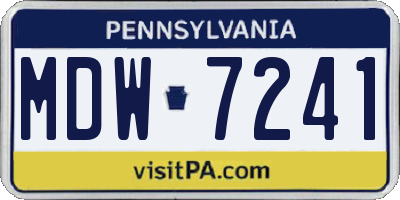 PA license plate MDW7241