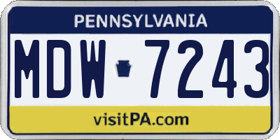 PA license plate MDW7243